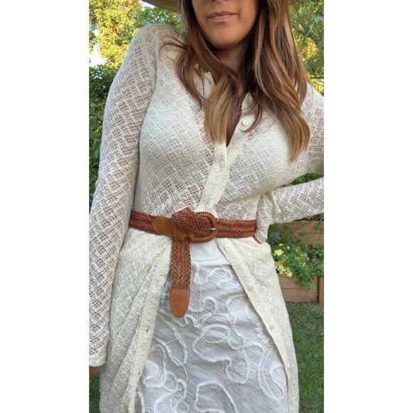 Vintage Braided Tan Leather Belt - Picture 1 of 5